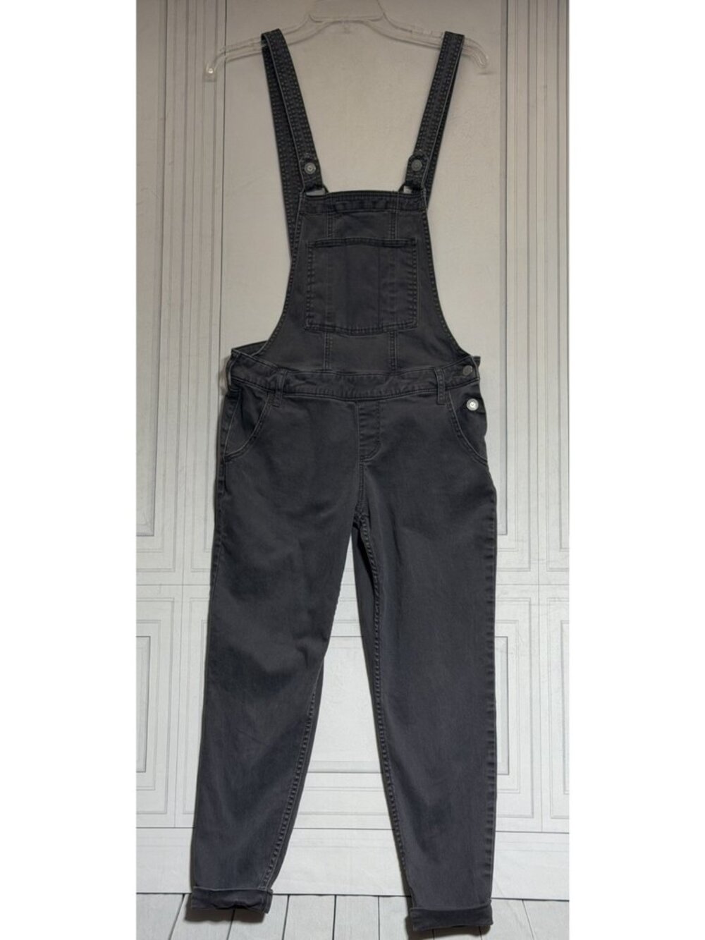 Hollister Gray Skinny Leg Overalls Crop Cuffed Soft Sz Small